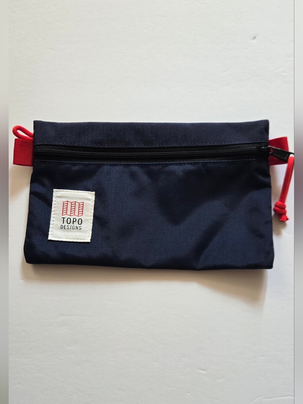 Topo Designs Navy Blue Red Zip Pouch Travel Organizer Bag - Picture 2 of 7